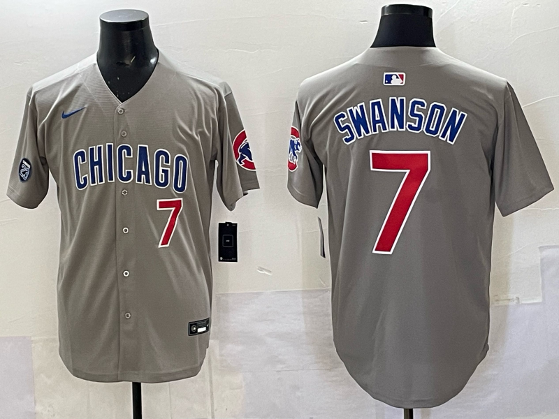 Men Chicago Cubs #7 Swanson grey Nike MLB 2025 jersey 005->chicago cubs->MLB Jersey